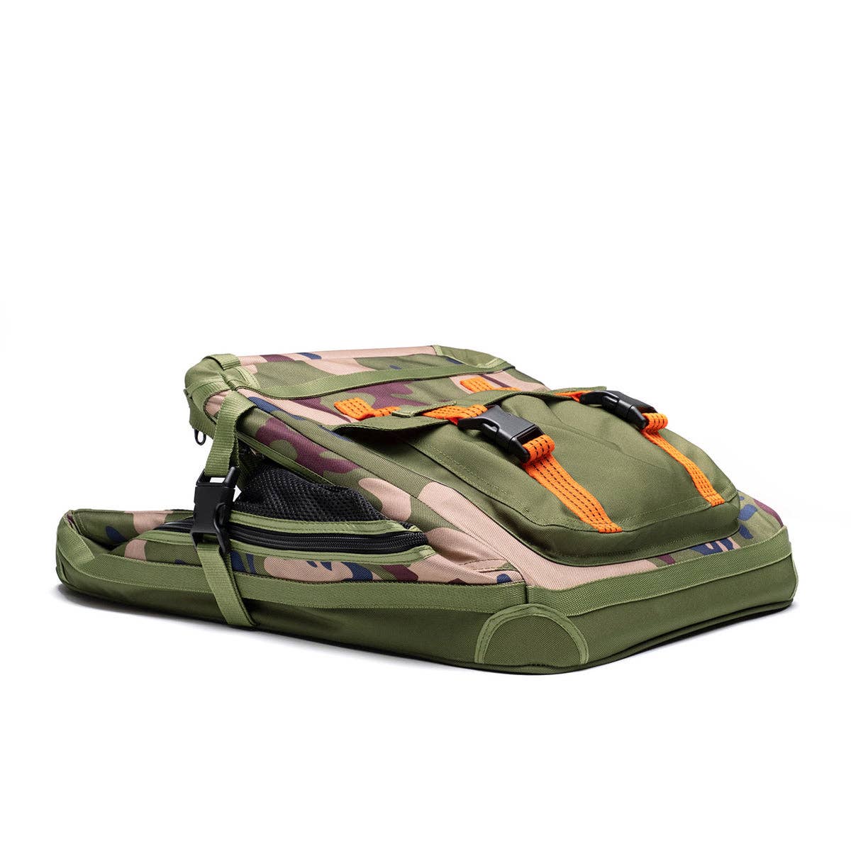 ROVERLUND - AWAY-WE-GO PET CRATE: CAMO / ORANGE / SMALL - UP TO 25LBS